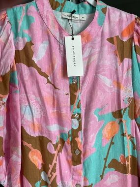 Lanhtropy Pink Floral Button-Front Dress